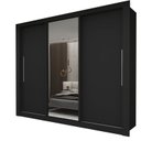 Ver imagem 3 de Guarda-Roupa Casal 3 Portas 1 Porta Espelhada Milão 100% MDF Yescasa Preto