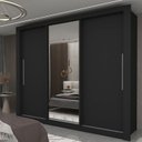 Ver imagem 1 de Guarda-Roupa Casal 3 Portas 1 Porta Espelhada Milão 100% MDF Yescasa Preto