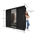 Ver imagem 5 de Guarda-Roupa Casal 3 Portas 1 Porta Espelhada Milão 100% MDF Yescasa Preto
