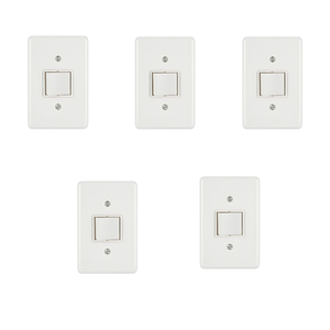 Kit 5 Interruptor Tecla Bipolar Paralelo 10a C/placa - Blux