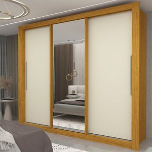 Guarda-roupa Casal 3 Portas 1 Porta Espelhada Milão Yescasa 100% MDF