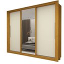 Ver imagem 3 de Guarda-Roupa Casal 3 Portas 1 Porta Espelhada Milão 100% MDF Yescasa Marrom/Marrome/Off White