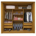 Ver imagem 2 de Guarda-Roupa Casal 3 Portas 1 Porta Espelhada Milão 100% MDF Yescasa Marrom/Marrome/Off White