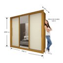 Ver imagem 5 de Guarda-Roupa Casal 3 Portas 1 Porta Espelhada Milão 100% MDF Yescasa Marrom/Marrome/Off White