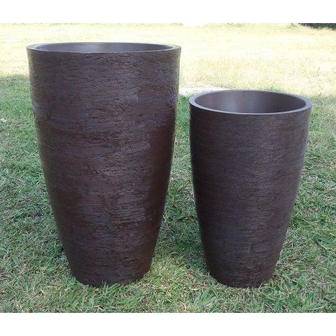 Kit 2 Vaso Planta 65x40 + 80x50 Oval Moderno Polietileno BGPLASTICOS V1365M2 VINHO BORDO 021