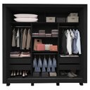 Ver imagem 3 de Guarda-Roupa Casal 3 Portas 1 Porta Espelhada com Pés Milão 100% MDF Yescasa Preto
