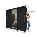 Ver imagem 5 de Guarda-Roupa Casal 3 Portas 1 Porta Espelhada com Pés Milão 100% MDF Yescasa Preto
