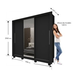 Guarda-roupa Casal 3 Portas 1 Porta Espelhada com Pés Milão Yescasa 100% MDF - 5