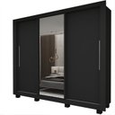 Ver imagem 2 de Guarda-Roupa Casal 3 Portas 1 Porta Espelhada com Pés Milão 100% MDF Yescasa Preto