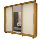 Ver imagem 2 de Guarda-Roupa Casal 3 Portas 1 Porta Espelhada com Pés Milão 100% MDF Yescasa Marrom/Marrome/Off White