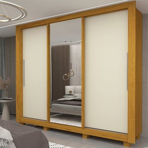 Guarda-roupa Casal 3 Portas 1 Porta Espelhada com Pés Milão Yescasa 100% MDF