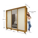 Ver imagem 5 de Guarda-Roupa Casal 3 Portas 1 Porta Espelhada com Pés Milão 100% MDF Yescasa Marrom/Marrome/Off White