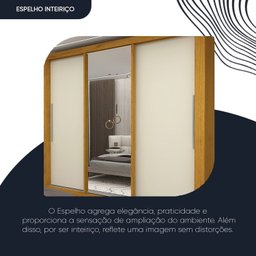 Guarda-roupa Casal 3 Portas 1 Porta Espelhada com Pés Milão Yescasa 100% MDF - 8
