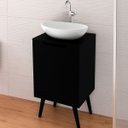 Ver imagem 4 de Gabinete para Banheiro 45 Cm Cuba Redonda 1 Porta Retrô Preto