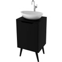 Ver imagem 1 de Gabinete para Banheiro 45 Cm Cuba Redonda 1 Porta Retrô Preto