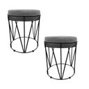 Ver imagem 1 de Kit 2 Puffs Babu Suede Grafite Base Preto