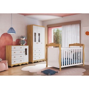 Quarto de Bebê Berço 3 em 1, Guarda-roupa e Cômoda com Janelas 100% MDF Aurora Espresso Móveis