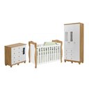 Ver imagem 3 de Quarto de Bebê Berço 3 em 1, Guarda-Roupa e Cômoda com Janelas 100% MDF Aurora Espresso Móveis Branco/Brilho/Amêndoa