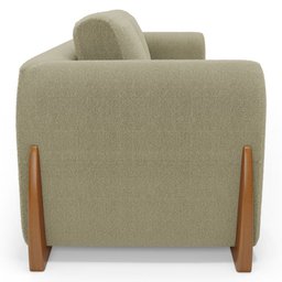 Kit 02 Poltronas e 01 Sofá Bloom 200cm 03 Lugares com Pés de Madeira Bouclê Bege - Desk Design - 17