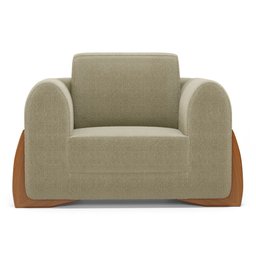 Kit 02 Poltronas e 01 Sofá Bloom 200cm 03 Lugares com Pés de Madeira Bouclê Bege - Desk Design - 12