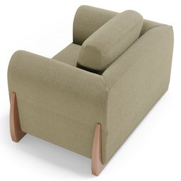 Kit 02 Poltronas e 01 Sofá Bloom 200cm 03 Lugares com Pés de Madeira Bouclê Bege - Desk Design - 14