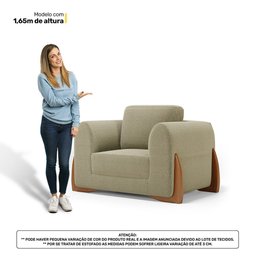 Kit 02 Poltronas e 01 Sofá Bloom 200cm 03 Lugares com Pés de Madeira Bouclê Bege - Desk Design - 9