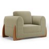 Kit 02 Poltronas e 01 Sofá Bloom 200cm 03 Lugares com Pés de Madeira Bouclê Bege - Desk Design - 11