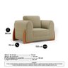Kit 02 Poltronas e 01 Sofá Bloom 200cm 03 Lugares com Pés de Madeira Bouclê Bege - Desk Design - 5