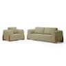 Kit 02 Poltronas e 01 Sofá Bloom 200cm 03 Lugares com Pés de Madeira Bouclê Bege - Desk Design - 10