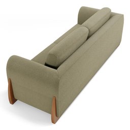 Kit 02 Poltronas e 01 Sofá Bloom 200cm 03 Lugares com Pés de Madeira Bouclê Bege - Desk Design - 18