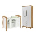 Ver imagem 3 de Quarto de Bebê Guarda-Roupa 3 Portas com Janelas e Berço Minicama 100% MDF Aurora Espresso Móveis Branco/Brilho/Amêndoa