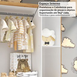 Quarto Infantil com Guarda-roupa 3 Portas e Cômoda com Janelas 100% Mdf Lana Espresso Móveis - 8