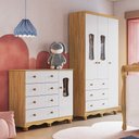 Ver imagem 1 de Quarto Infantil com Guarda-Roupa 3 Portas e Cômoda com Janelas 100% MDF Lana Espresso Móveis Branco/