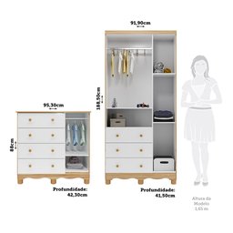 Quarto Infantil com Guarda-roupa 3 Portas e Cômoda com Janelas 100% Mdf Lana Espresso Móveis - 3