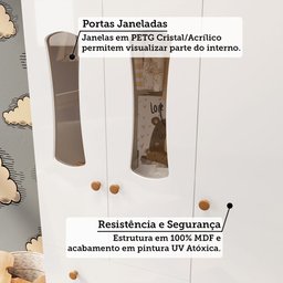 Quarto Infantil com Guarda-roupa 3 Portas e Cômoda com Janelas 100% Mdf Lana Espresso Móveis - 6
