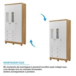 Quarto Infantil com Guarda-roupa 3 Portas e Cômoda com Janelas 100% Mdf Lana Espresso Móveis - 4