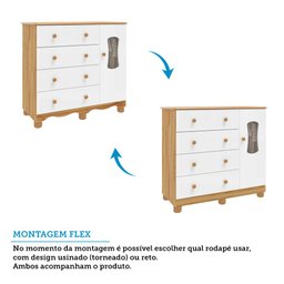 Quarto Infantil com Guarda-roupa 3 Portas e Cômoda com Janelas 100% Mdf Lana Espresso Móveis - 5