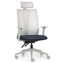 Ver imagem 1 de Cadeira Escritório Giratória Presidente Flow F02 Base Cinza Sintético Azul - Lyam Decor