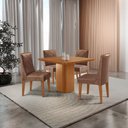 Ver imagem 1 de Mesa de Jantar Eloise 90cm Tampo Canto Copo Mdf Laminado com 4 Cadeiras Isadora Moderna Mobília