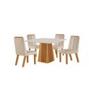 Ver imagem 3 de Conjunto de Jantar Mesa Áustria 0,90x0,90 Tampo MDF/Vidro com 4 Cadeiras Florença Yescasa Marrom/Castanho Cinamomo/Creme/Off White