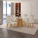 Ver imagem 2 de Conjunto de Jantar Mesa Áustria 0,90x0,90 Tampo Mdf/vidro com 4 Cadeiras Florença Yescasa