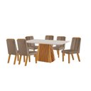 Ver imagem 2 de Conjunto de Jantar Mesa Áustria 160x80cm 6 Cadeiras Tampo MDF/Vidro Marrom Yescasa Castanho Cinamomo/Capuccino/Off White