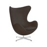 Poltrona Egg sem Puff Base Alumínio em Sintético Marrom - 1