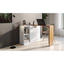 Ver imagem 5 de Escrivaninha Mesa Escritório Versa Home 2 Portas 112cm Branco e Freijó