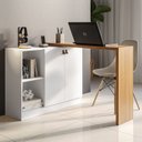Ver imagem 1 de Escrivaninha Mesa Escritório Versa Home 2 Portas 112cm Branco e Freijó