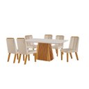 Ver imagem 2 de Conjunto de Jantar Mesa Áustria 160cm x 80cm Tampo MDF/Vidro com 6 Cadeiras Florença Yescasa Marrom/Castanho Cinamomo/Creme/Off White