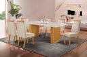Ver imagem 1 de Conjunto Sala de Jantar Mesa Imperatriz 1,80x0,90 com 06 Cadeiras Catar Yescasa Marrom/Castanho Cinamomo/Creme/Off White
