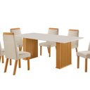 Ver imagem 2 de Conjunto Sala de Jantar Mesa Imperatriz 1,80x0,90 com 06 Cadeiras Catar Yescasa Marrom/Castanho Cinamomo/Creme/Off White