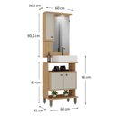 Ver imagem 3 de Armário Conjunto de Banheiro com Gabinete, Cuba e Espelheira 2 Porta a com Led na Espeheira Berlin 60 cm
