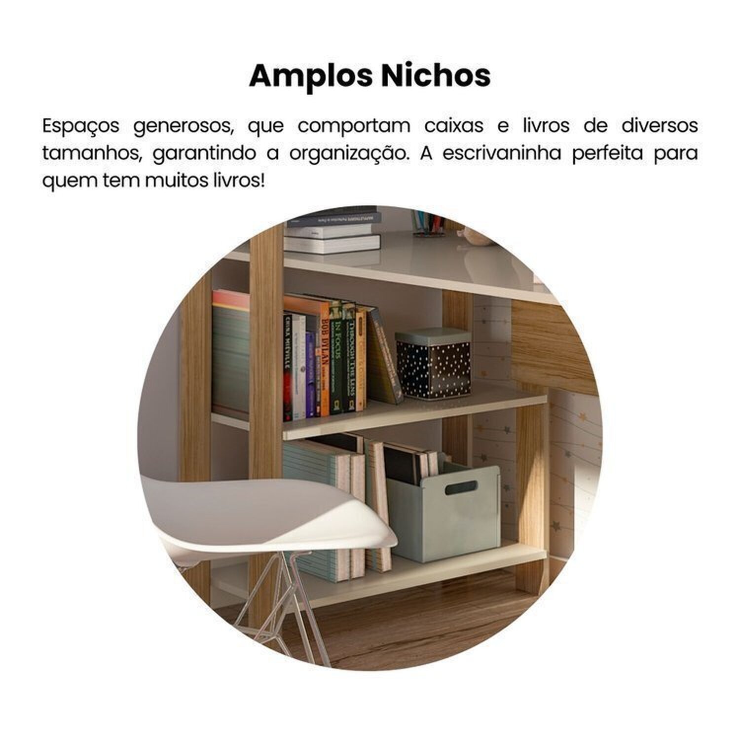 Kit 4 Peças com Escrivaninha Match, 2 Estantes e Armário Multiuso para Livros - 9